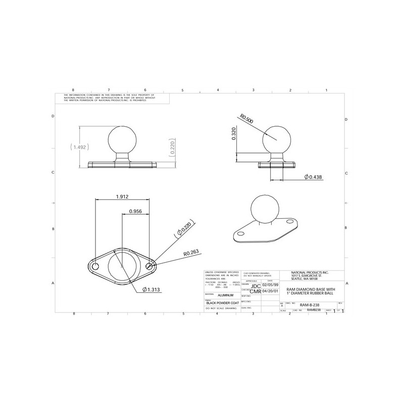 RAM MOUNT Base Plate Trapez C-kulka RAM MOUNT Base Plate Trapez C-kulka