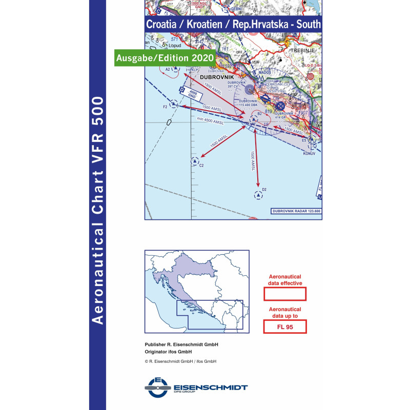 VFR 500 Mapa Chorwacji Południowej 2025 VFR 500 Mapa Chorwacji Południowej 2025